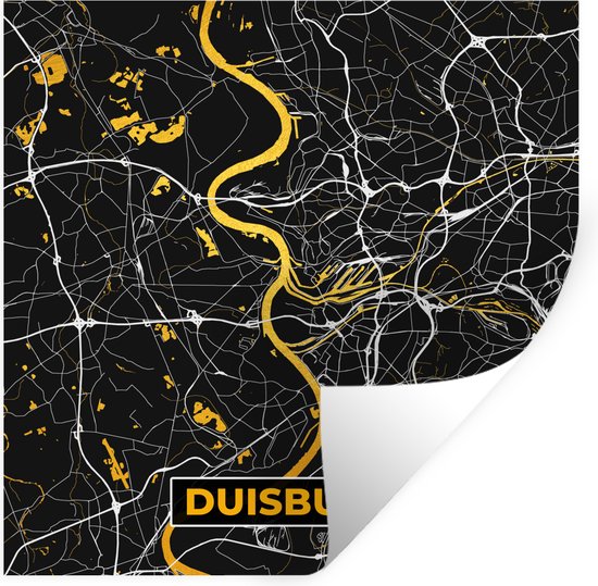 Stickers muraux - Duisburg - Allemagne - Plan de la ville - Carte - Plan d'étage - Or - 50x50 cm - Feuille adhésive