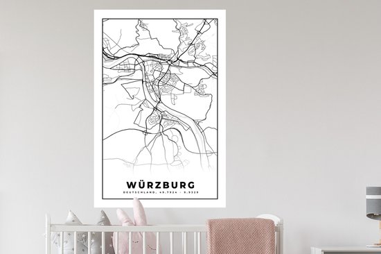 Stickers muraux - Würzburg - Carte - Plan de la ville - Plan d'étage - 80x120 cm - Feuille adhésive