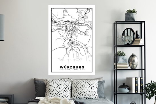 Stickers muraux - Würzburg - Carte - Plan de la ville - Plan d'étage - 80x120 cm - Feuille adhésive
