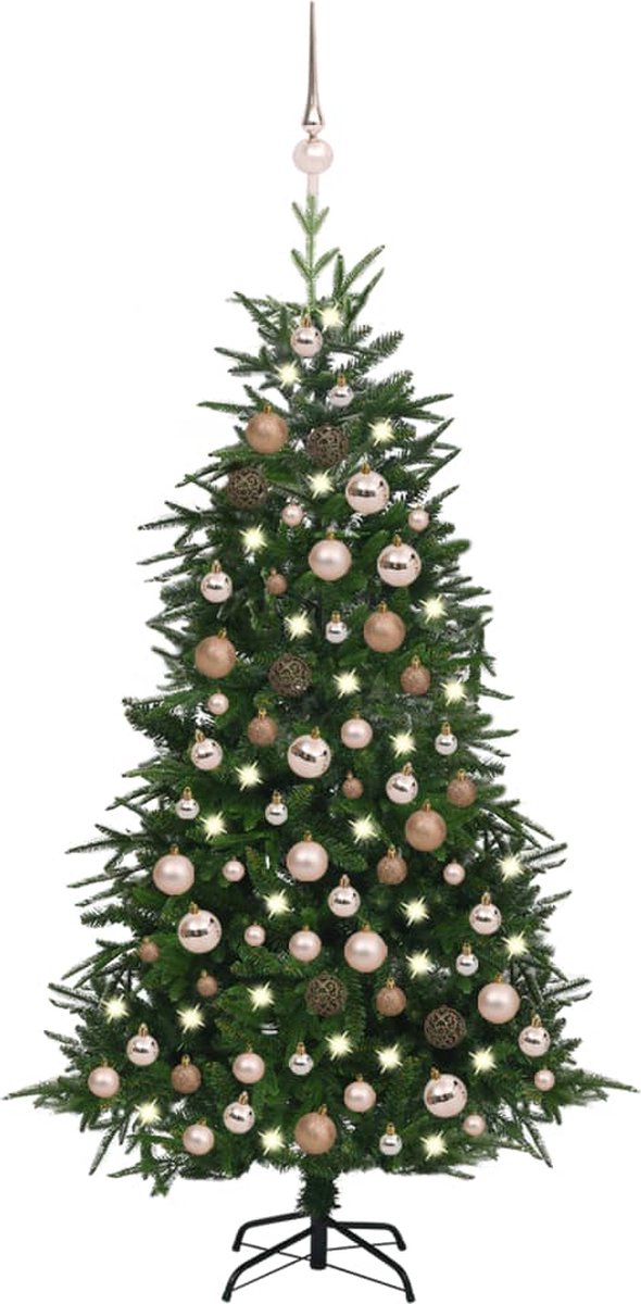 VidaLife Kunstkerstboom met LED's en kerstballen 180 cm PVC en PE groen