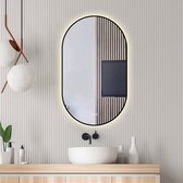 Sunlight - Miroir de salle de bain - Ovale - 60x100 cm - Zwart - Miroir chauffant - Siècle des Lumières LED - Dimmable - Capteur tactile - Industriel