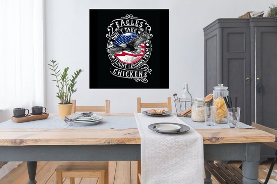 Poster Vogel - Drapeau - Amérique - Rétro - 100x100 cm XXL - Cadeau Vaderdag - Cadeau - Cadeau pour lui - Astuce - Homme