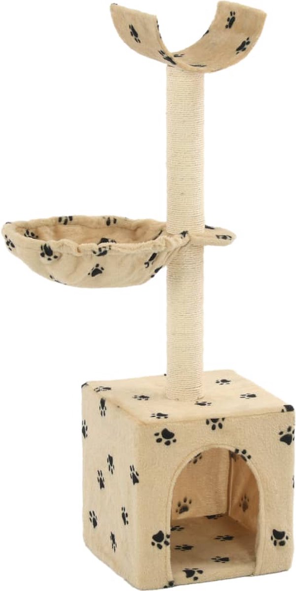 VidaLife Kattenkrabpaal met sisal krabpalen 105 cm pootafdrukken beige