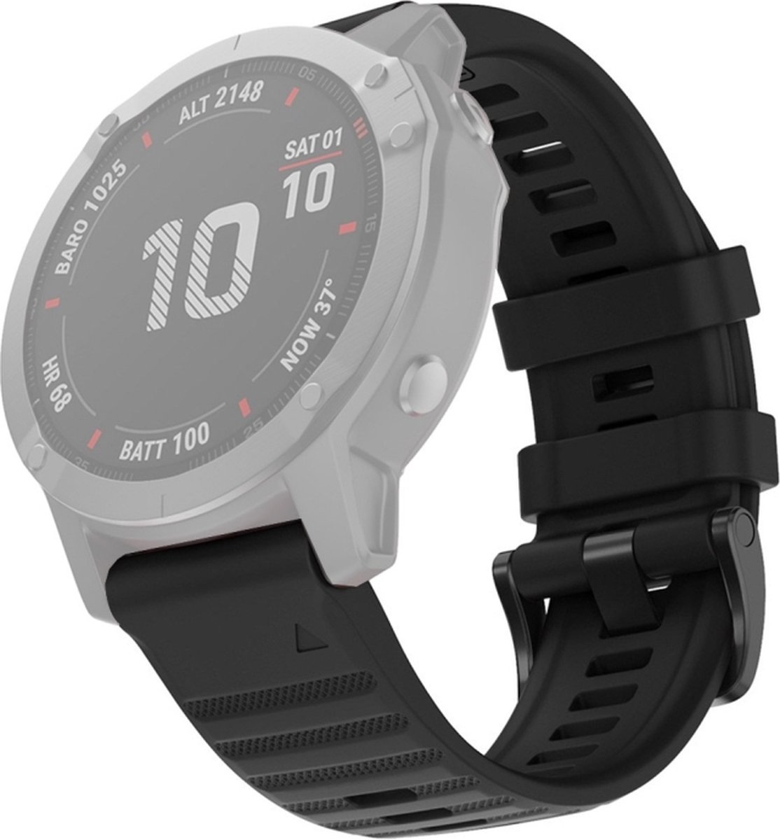 Siliconen bandje - geschikt voor Garmin Fenix 3 / 5X / 5X Plus / 6X / 6X PRO / 7X / 7X Pro / 8 (51 mm) / Quatix 3 / 6X / Tactix (7) / Enduro (2) / Descent Mk1 / Mk2(i) / Mk3i 51 mm / D2 / Delta PX / Mach 1 Pro / Epix Pro Gen 2 51 mm - zwart
