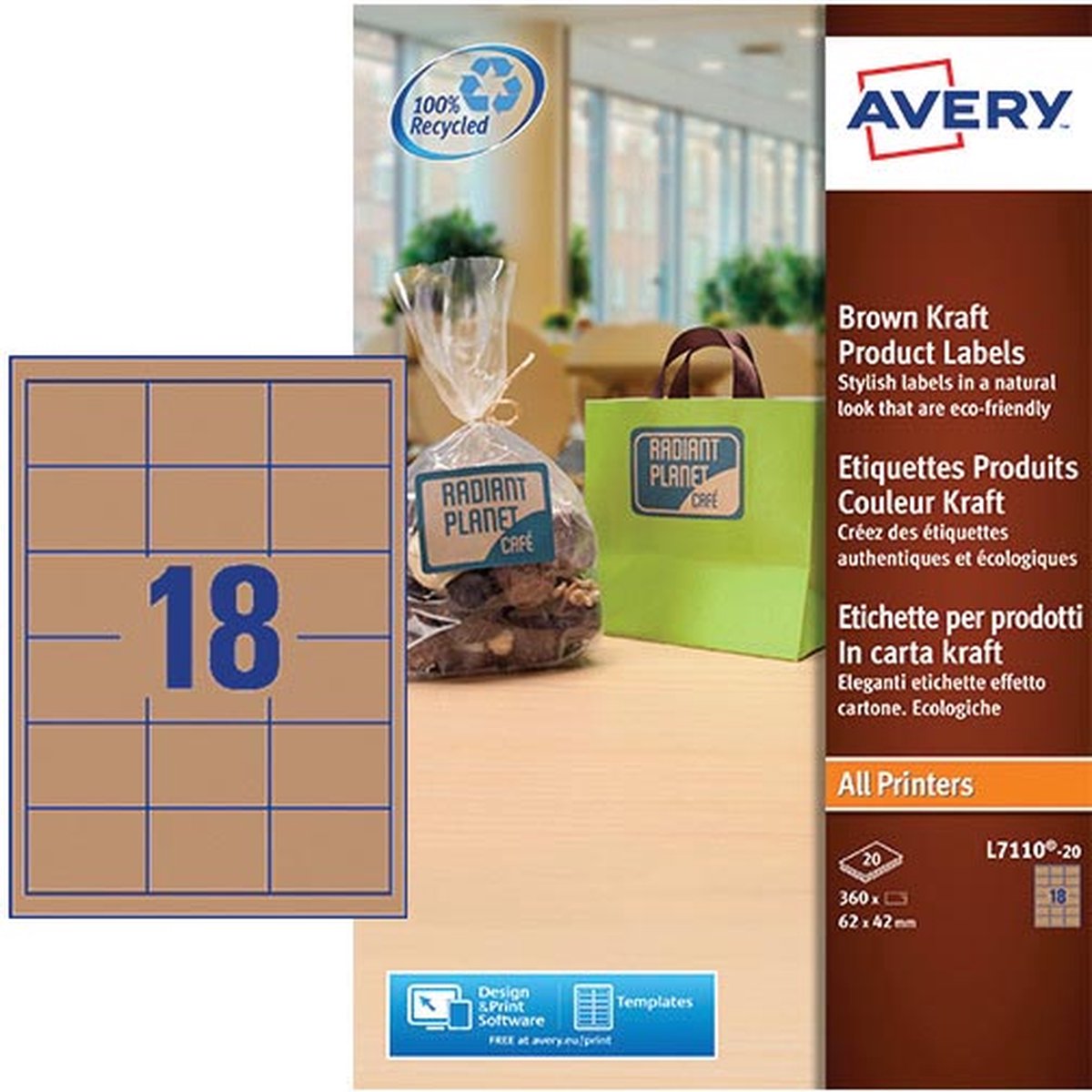 360 etiquettes couleur kraft ovales - l7103-20 – Boutique avery