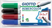 Giotto Robercolor maxi marqueur pour tableau blanc, pointe ronde, étui de 4 couleurs assorties 20 pièces
