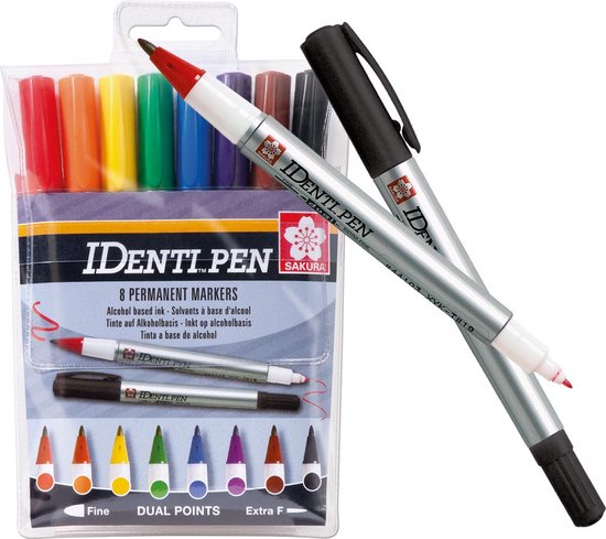 Securit® Vloeibare krijtstift in kleur, set van 8 - brede punt 7-15mm