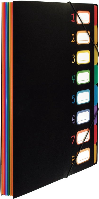 Foto: Viquel vi 118867 05 sorteermap rainbow class a4 zwart met 8 assorti kleuren tabs