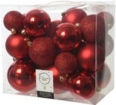 26x stuks kunststof kerstballen rood 6-8-10 cm - Onbreekbare plastic kerstballen