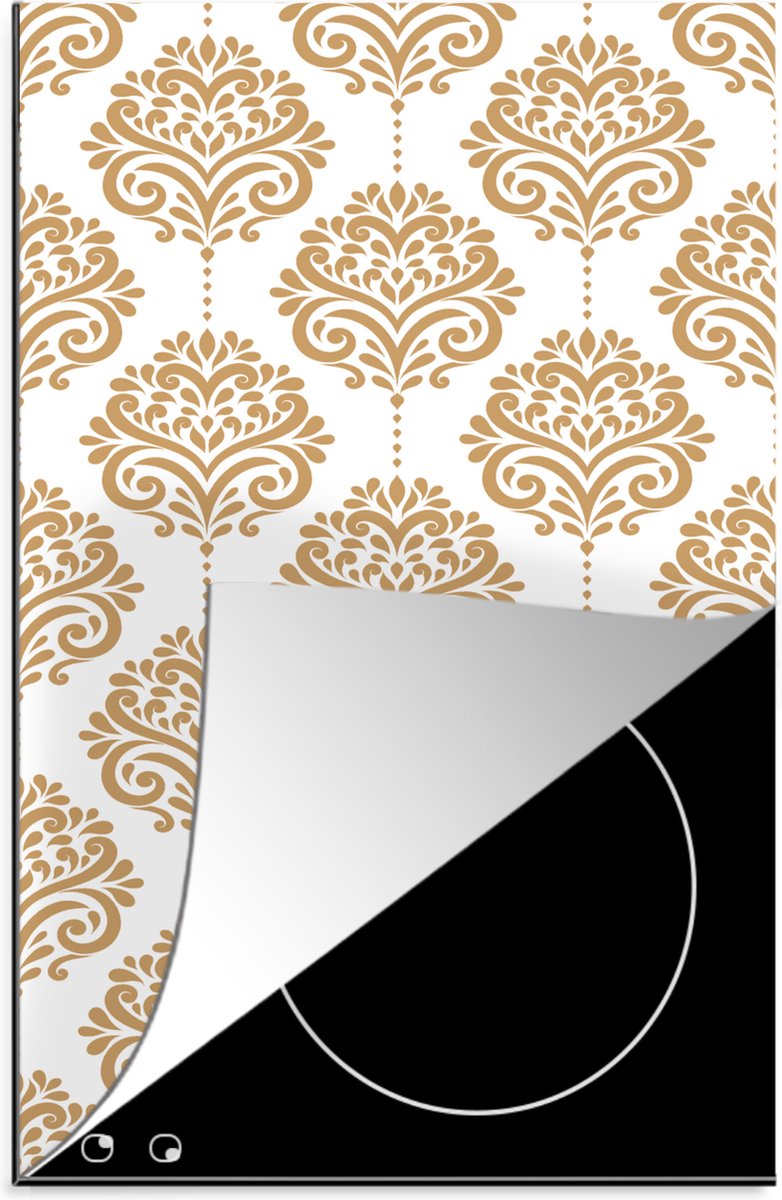 KitchenYeah® Inductie beschermer 30x52 cm - Vintage - Bloemen - Goud - Design - Kookplaataccessoires - Afdekplaat voor kookplaat - Inductiebeschermer - Inductiemat - Inductieplaat mat