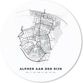 Muismat - Mousepad - Rond - Nederland – Alphen aan den Rijn – Stadskaart – Kaart – Zwart Wit – Plattegrond - 20x20 cm - Ronde muismat