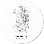 Muismat - Mousepad - Rond - Plattegrond – Duisburg – Zwart Wit – Stadskaart - Kaart - 30x30 cm - Ronde muismat