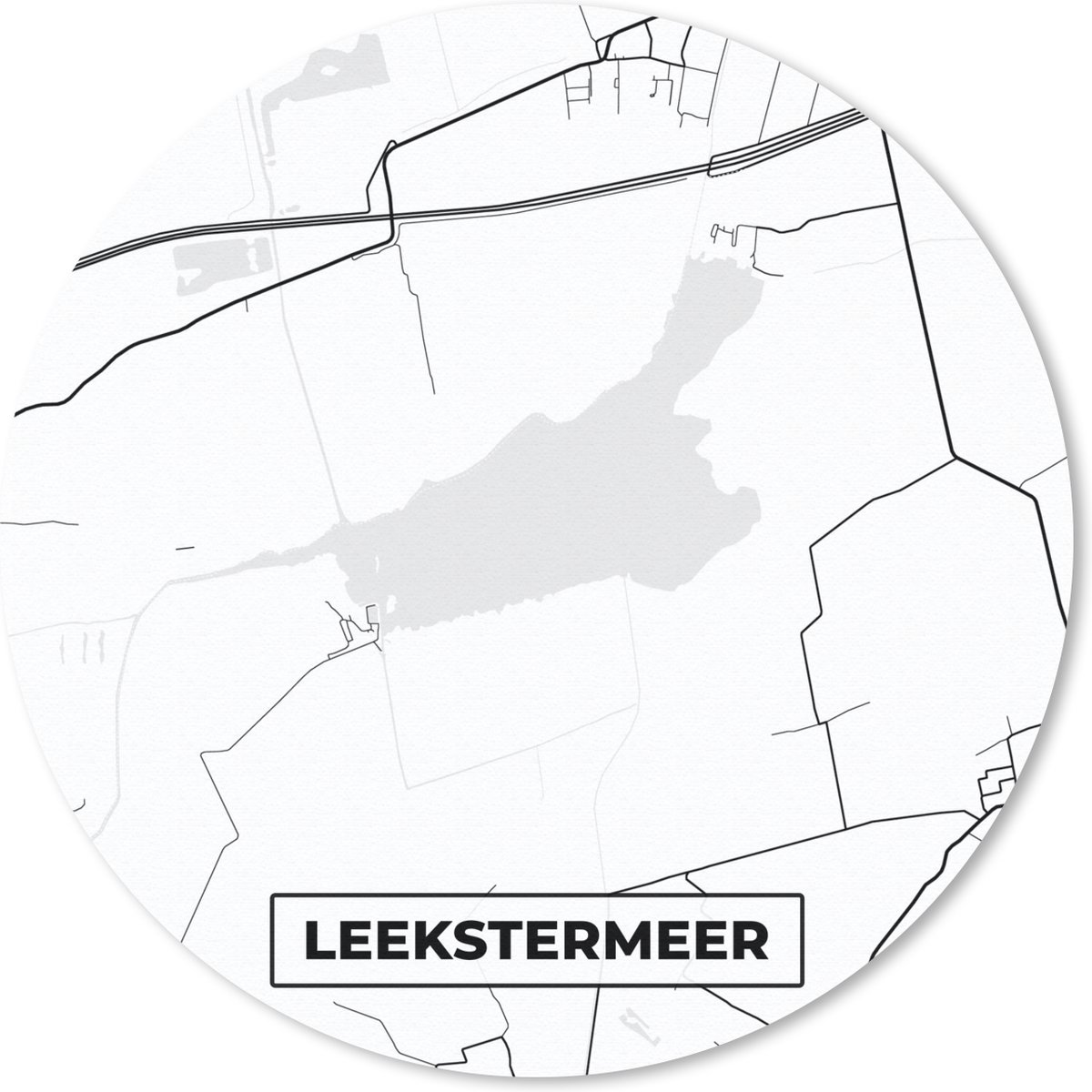 Muismat rond 30x30 cm - Mousepad Plattegrond - Stadskaart - Kaart - Leekstermeer - Ronde muismatten - Stadskaart