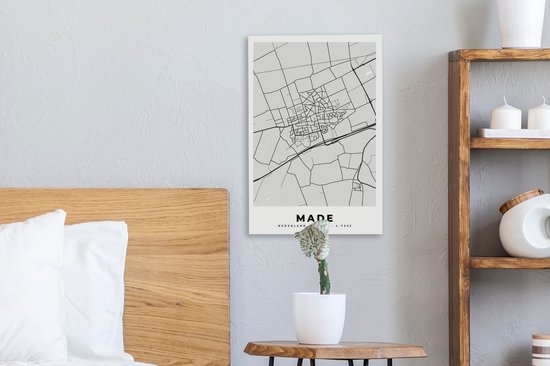 Tableau Peinture sur Toile Carte - Plan de Ville - Réalisé - Plan d'Etage - 20x30 cm - Décoration murale