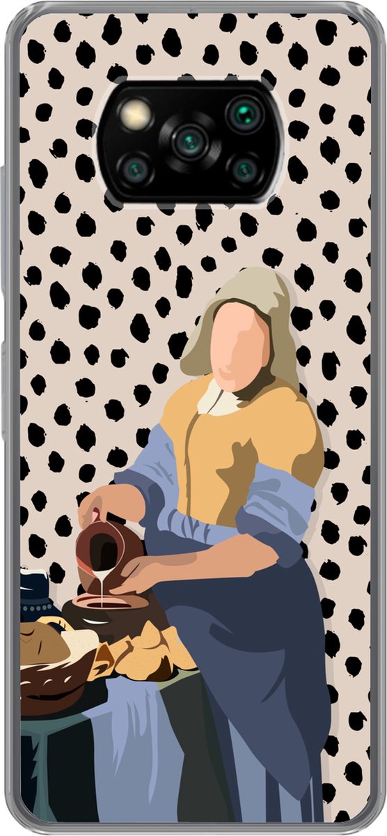 Telefoonhoesje Geschikt voor Xiaomi Geschikt voor Poco X3 Pro hoesje - Oude meesters - Melkmeisje - Stippen - Vintage - Siliconen Telefoonhoesje Telefoonhoesje