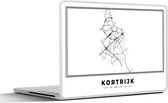 Autocollant pour ordinateur portable - 15,6 pouces - Carte - Carte - Plan de la ville - Courtrai - België - Wit Zwart - 36x27,5 cm - Autocollants pour ordinateur portable - Skin pour ordinateur portable - Couverture