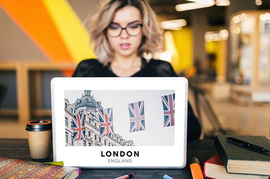 Sticker ordinateur portable - 15,6 pouces - Angleterre - Londres - Drapeaux