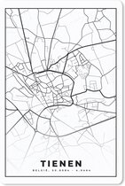 Muismat - Mousepad - België – Tienen – Stadskaart – Kaart – Zwart Wit – Plattegrond - 18x27 cm - Muismatten