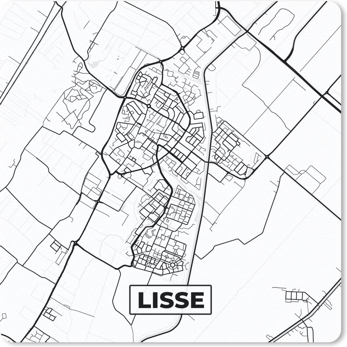 Muismat 20x20 cm - Mousepad Lisse - Plattegrond - Kaart - Stadskaart - Muismatten - Stadskaart