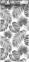 ESTAhome behang tropische bladeren zwart wit - 139236 - 0,53 x 10,05 m