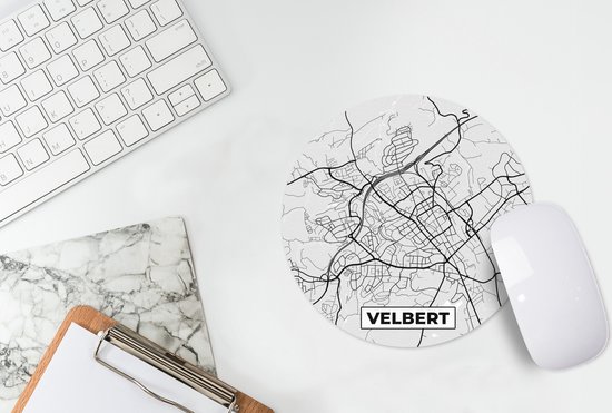 Muismat rond 20x20 cm - Mousepad Duitsland - Plattegrond - Velbert- Kaart - Stadskaart - Ronde muismatten - Stadskaart