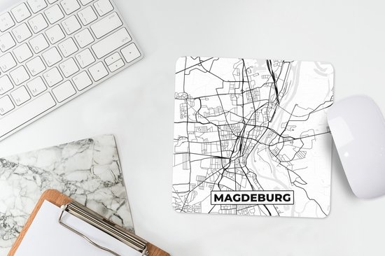 Muismat 20x20 cm - Mousepad Kaart - Magdeburg - Plattegrond - Stadskaart - Muismatten - Stadskaart