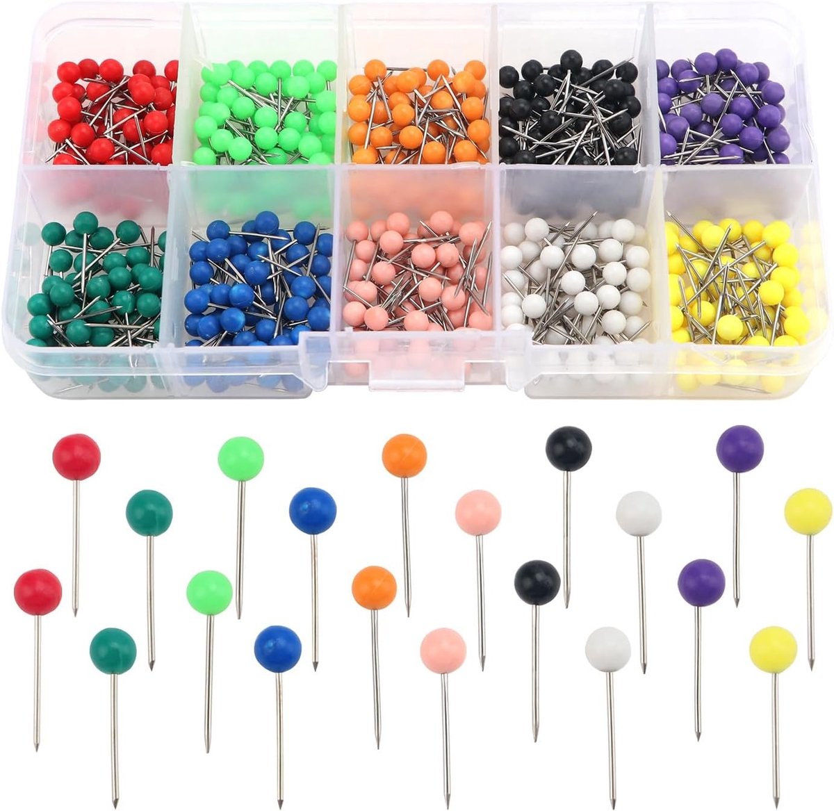 500 Stuks Kleurige Plastic Duimspijkers, Decoratieve Punaises voor School, Kantoor en Thuisgebruik, Ideaal voor Corkboard en Creatieve Projecten