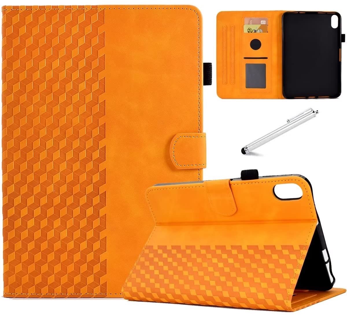 Elzusha - Suède Leren Wallet Case met Kickstand voor iPad 10e Generatie 2022 in Geel