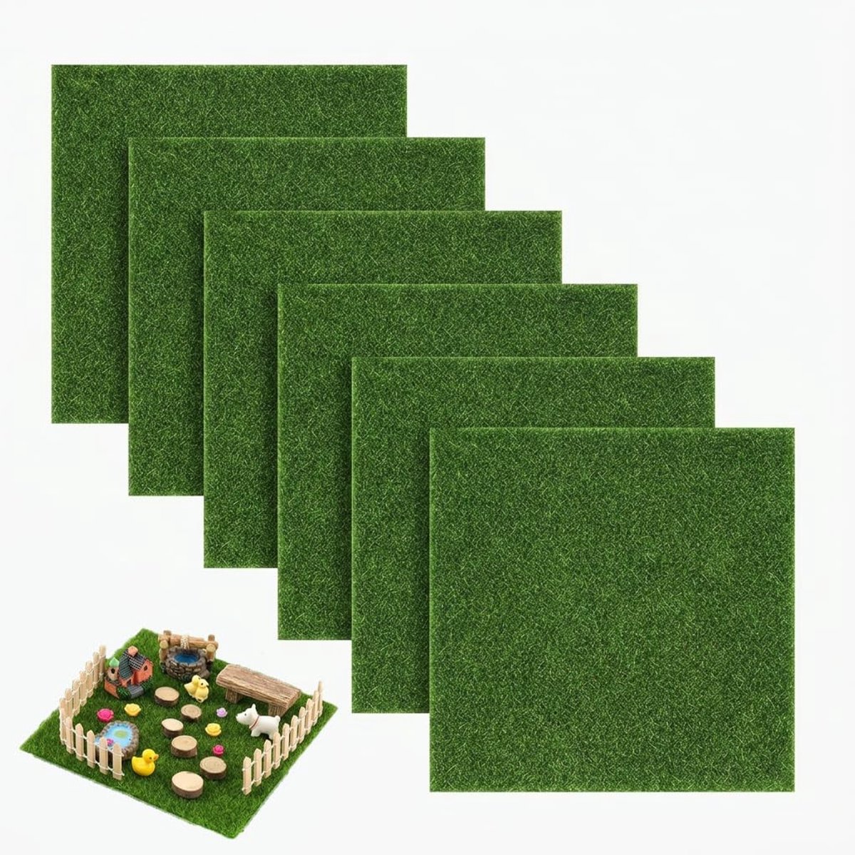Elzusha - Miniatuur Kunstgras Set van 6 Stuks