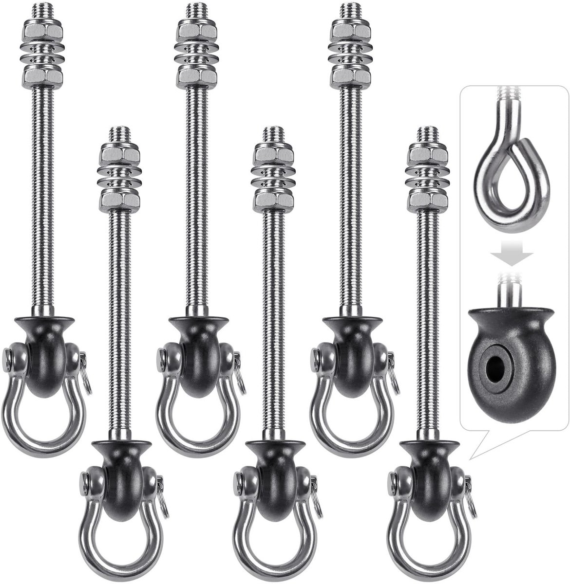 Elzusha - Set van 6 Schommelhangers - 245mm voor Hangstoelen en Yoga
