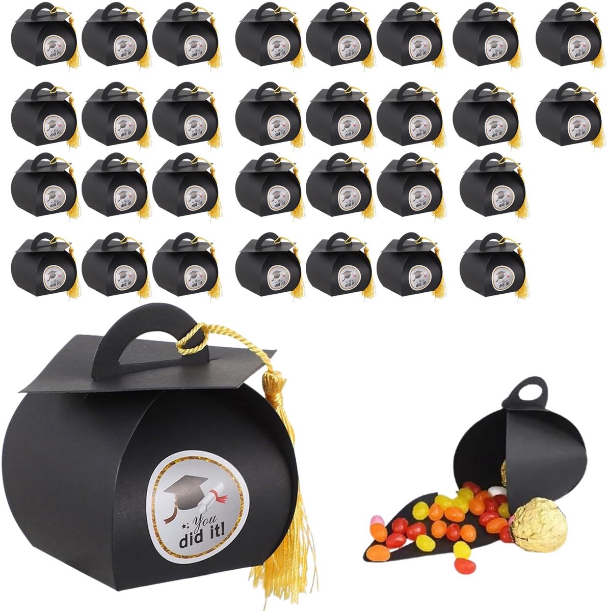 Elzusha - 30 Stuks Cadeauboxen voor Afstudeerhoed en Feestjes