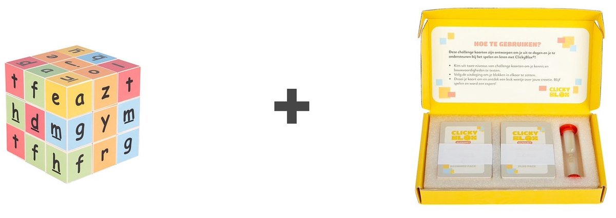 Clicky Blox® Alfabet Combiset - Magnetische Letterblokken + 40 Uitdagingskaarten - extra voordelig