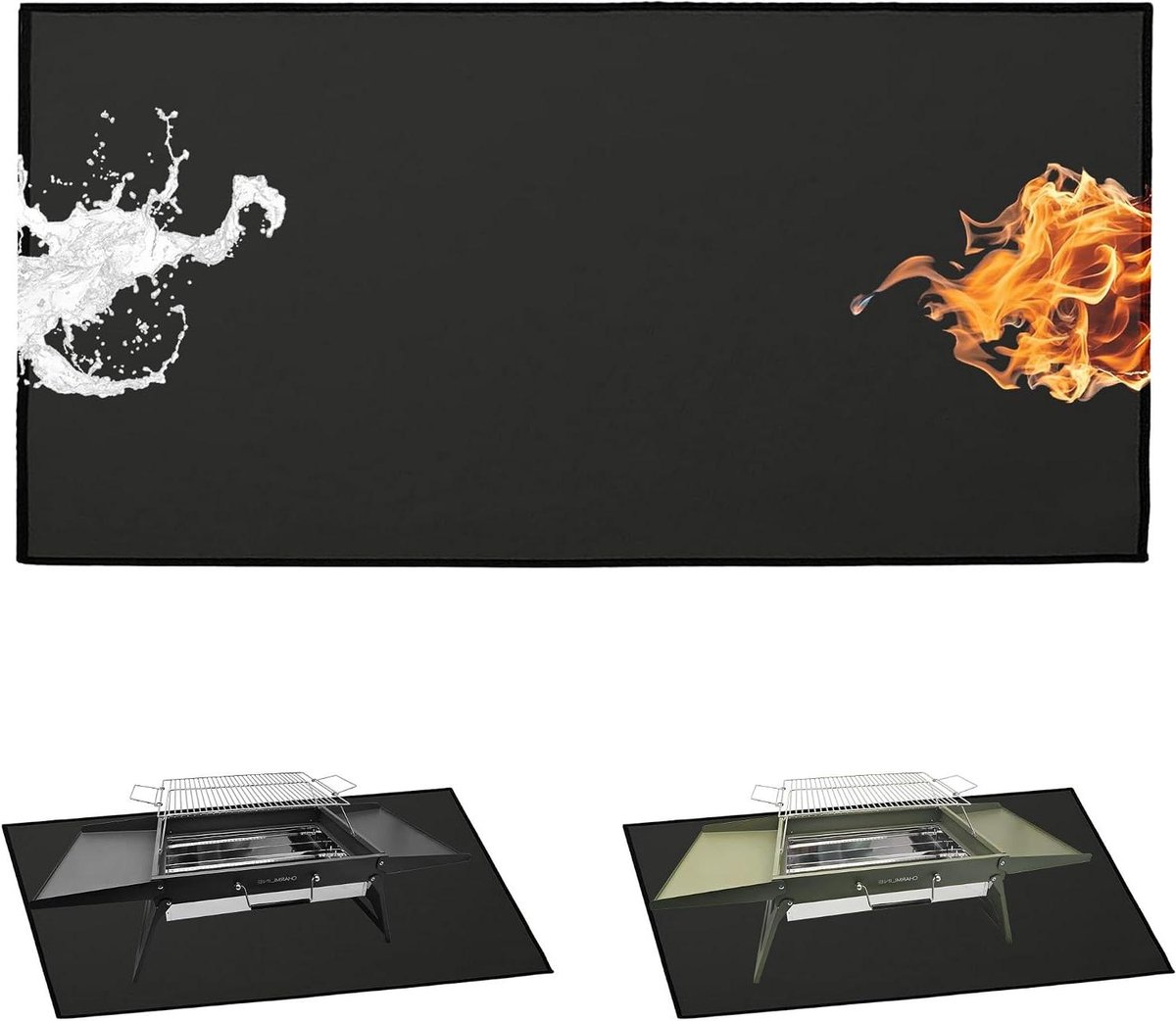 Hittebestendige Onderlaag - Grillmat Gazon - Buiten Koken - Water en Oliebestendig - 100x50 cm - Zwart