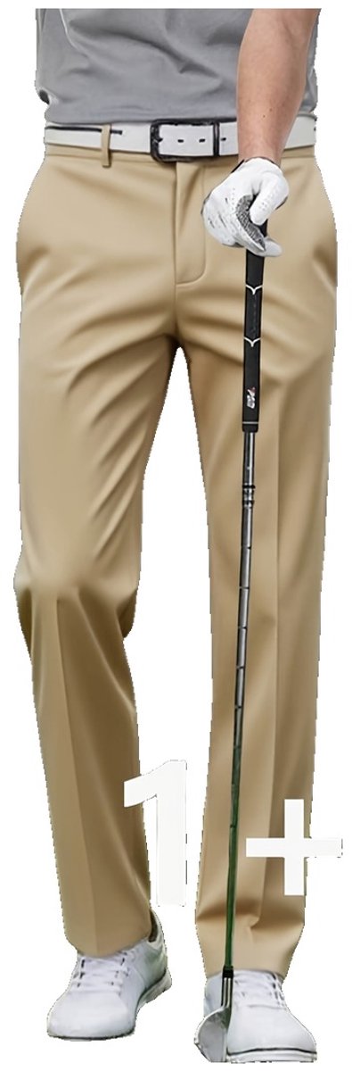 Currero Comfortabel Golfbroek Heren Golfkleding Nette Pantalon Mannen Broek Outfit Chino Kaki + Zwart