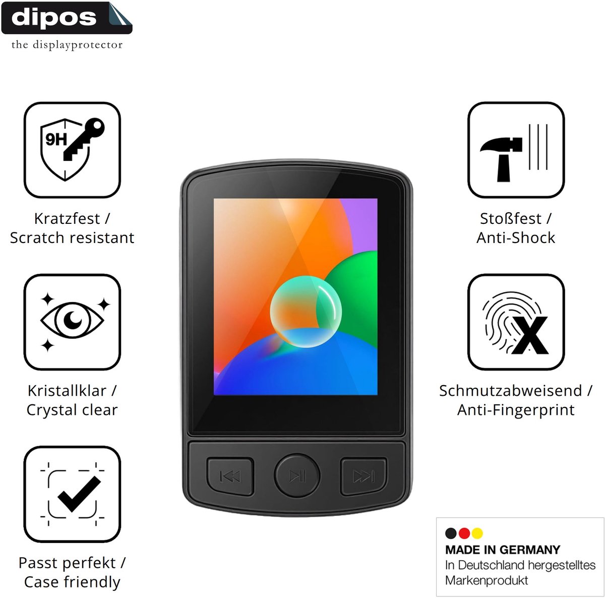 dipos – 2x Pantserfolie geschikt voor Aroeally MP3-07 | 9H Screenprotector