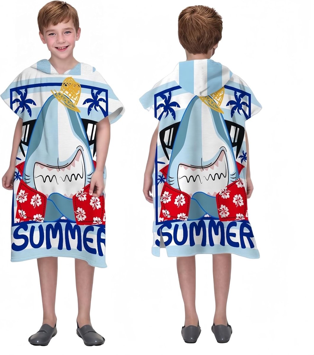 Kinderen Bad/Pool/Surf Strand Poncho - Microfiber Kapmantel, Waterdichte Badjas voor Jongens en Meisjes, Ideaal voor Zwemmen en Zandstranden, 75x60cm