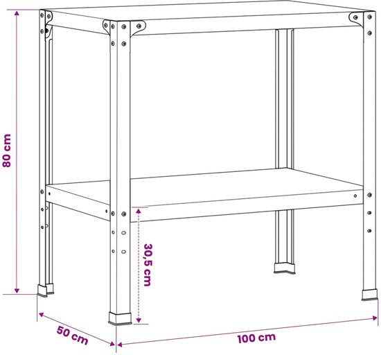 vidaXL - Planttafel - 100 - x - 50 - x - 80 - cm - Gepoedercoat - staal - Zwart — afbeelding 4