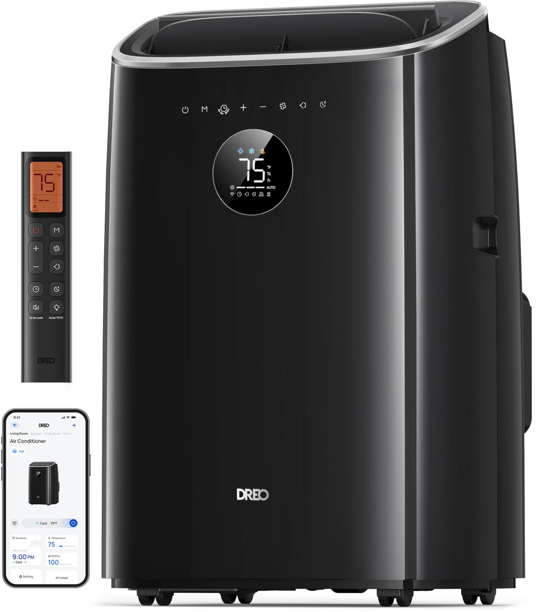 Mobiele airco 7500 BTU stil met app bediening luchtontvochtiger timer voor slaapkamer en kantoor