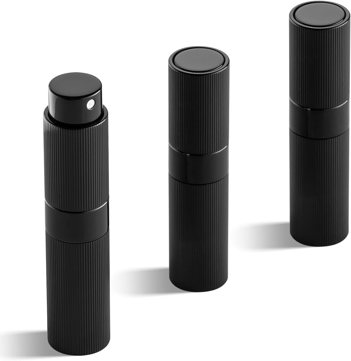 Herbruikbare Aluminium Parfumverstuiver 10 ml - Set van 3 - Leeg, Draagbaar en Handig voor Reizen - Zwart