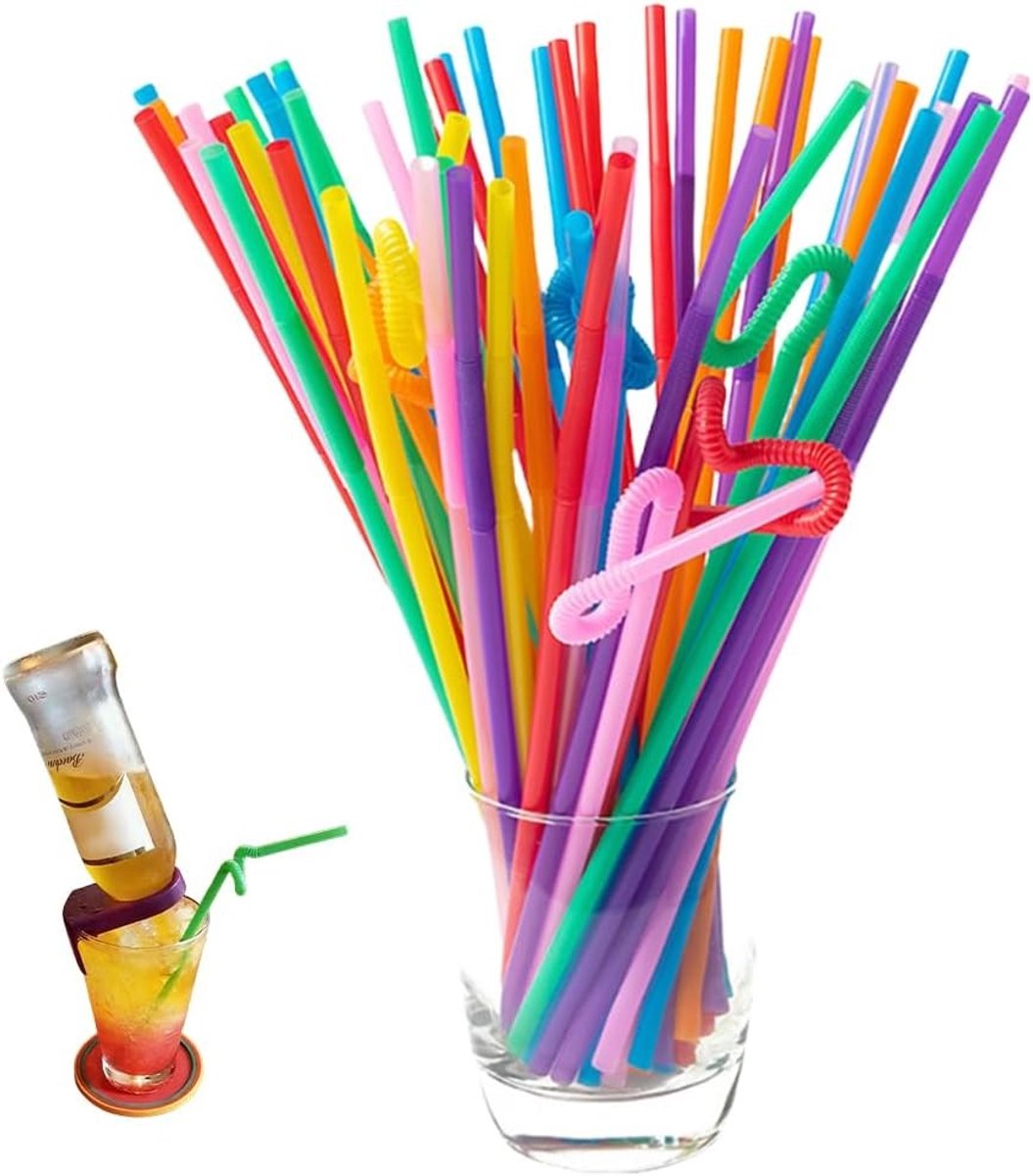 Herbruikbare Rietjes - Multikleur - 19 cm - Voedselveilige Kunststof - Voor Feestjes en Evenementen