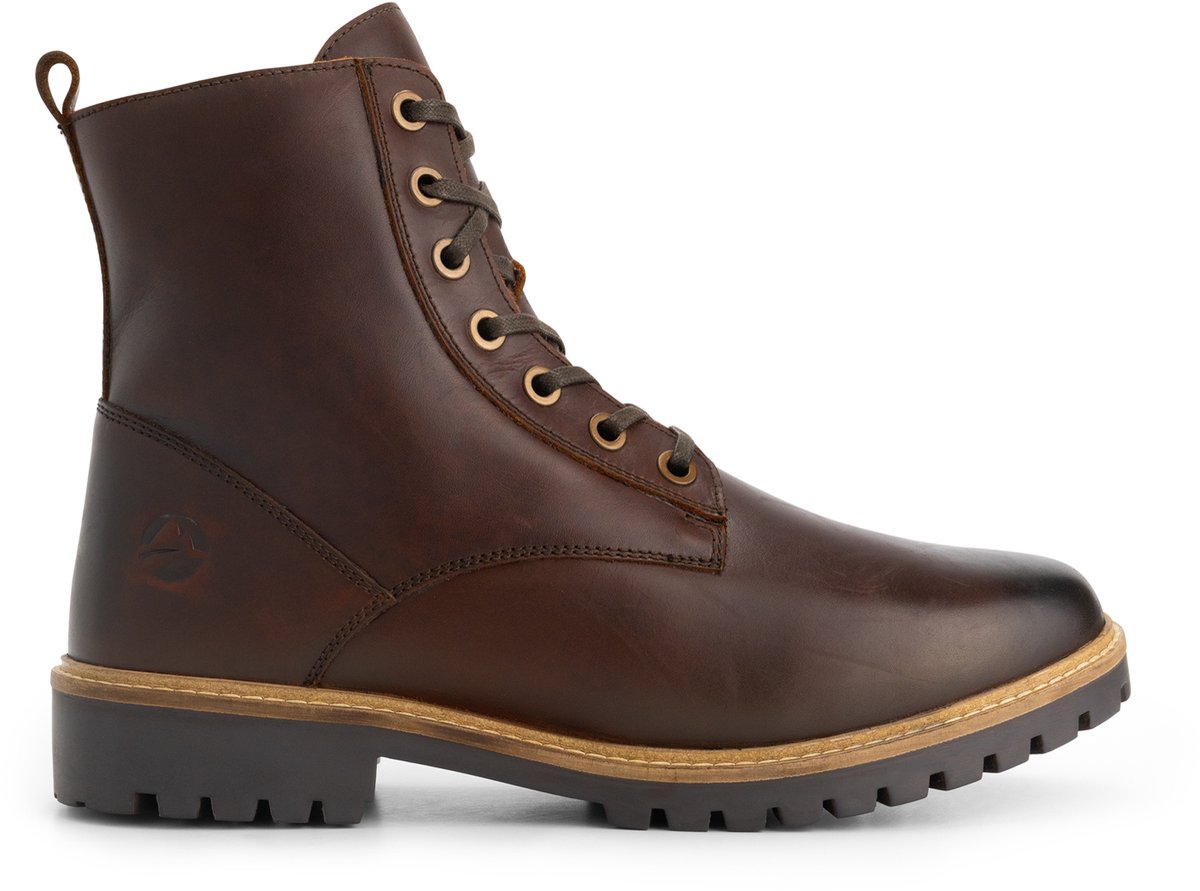 Travelin’ Rosendal Heren Veterboots met rits Wol gevoerd Donkerbruin