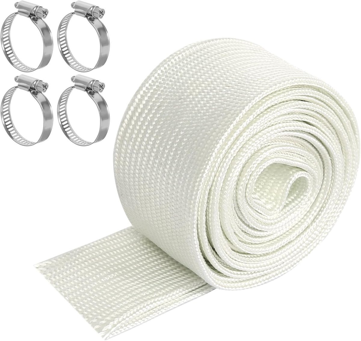 Verwarmingsslang voor generatoren, 25mm hittebestendige slang, 300cm isolatie, hoge temperatuur glasvezel omhulsel met 4 clips voor verwarmingstoestellen en generatoren
