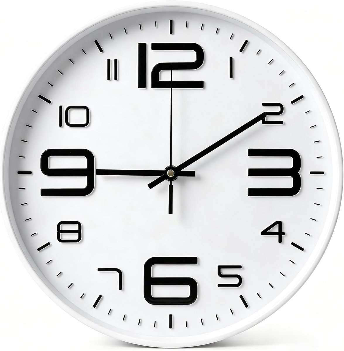 Moderne Stilte Wandklok met Quartz Beweging, Batterij Aangedreven, Perfect voor Keuken, Woonkamer en Kantoor, 30 cm (Wit)