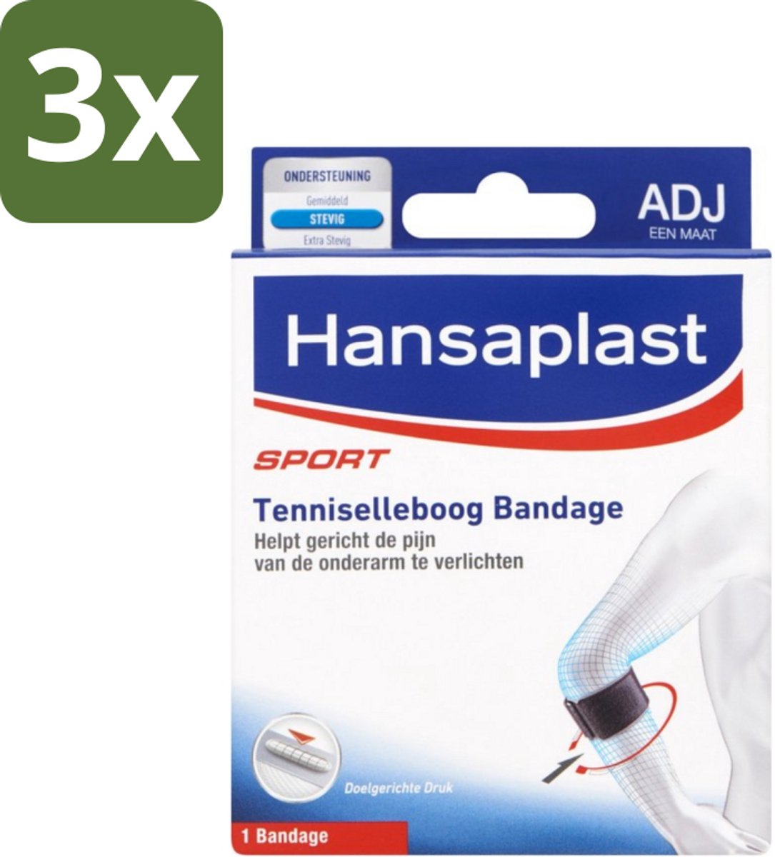 3 x Hansaplast - Sport Tenniselleboog Bandage - Tennisarm Brace - Elleboogbraces - Verstelbaar - Zwart - Tenniselleboog - Elleboogklachten - Onderarmklachten - Epicondylitis Lateralis - Sportbandage