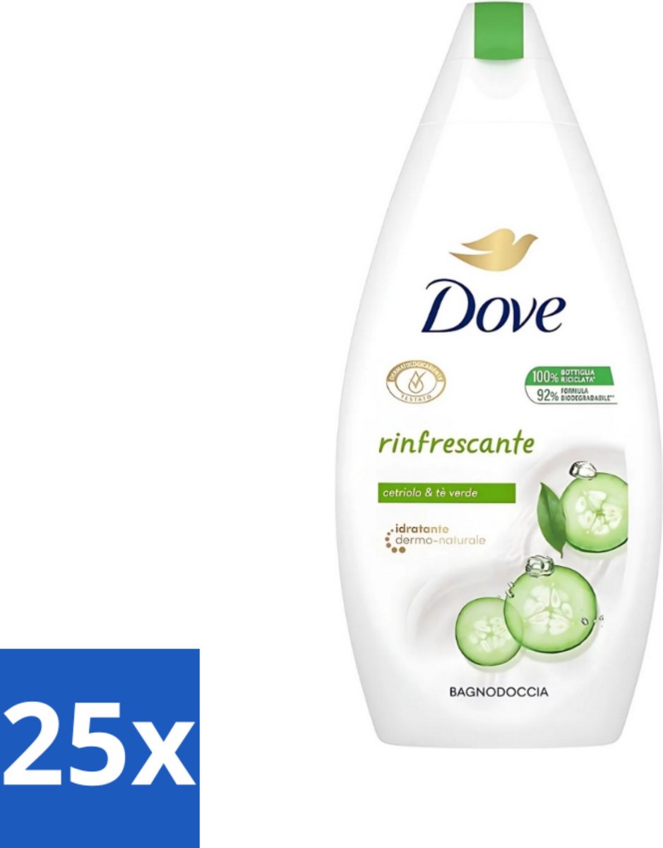 25 x Dove - Douchegel - Refreshing - Komkommer & Groene thee - Verfrissend - 400 ml - Douchegel - Frisheid - Verfrissend - Kalmerende Scrub - Uitdroging Voorkomen