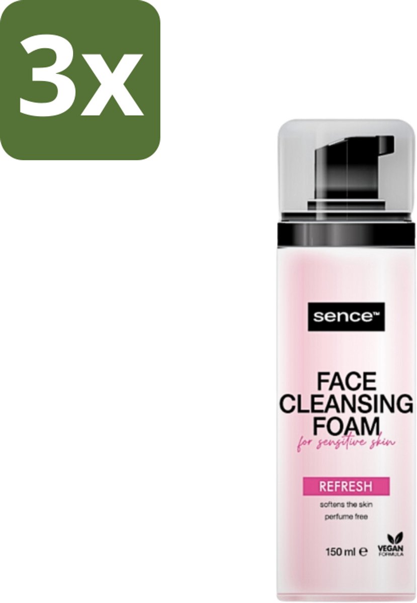 3 x Sence - Gevoelige Huid - Gezichtsreiniger - Foam - 150 ml - Gevoelige Huid Reinigen - Gezichtsreiniger - Schuimreiniger - Poriën Reinigen - Make-up Verwijderen