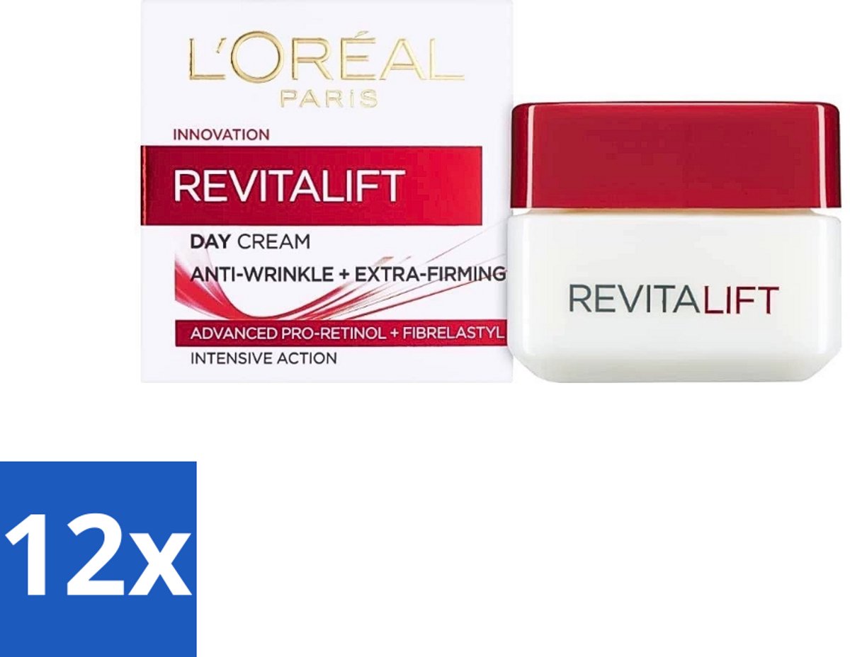 12 x L'Oréal Revitalift 40+ - Dagcrème - Hydrating Anti-Rimpel - 50 ml - Anti-rimpel Crème - Anti-aging Crème - Hydrating Crème - Crème Voor Veroudering - Crème Voor Huidverjonging