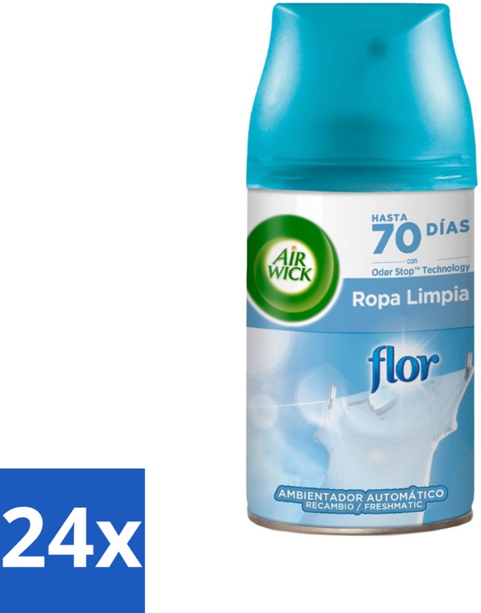 24 x Air Wick - Luchtverfrisser Navulling - Bloem & Fris - Automatische Spray - 250 ml - Luchtverfrisser Bloem En Fris - Bloemige Geur - Geurverspreiding - 24/7 Geurstop - Automatische Spray