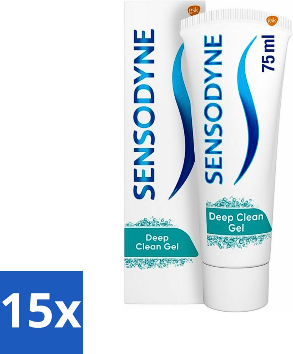 15 x Sensodyne - Tandpasta - Deep Clean - Voor Frisse Adem - 75 ml - Gevoelige Tanden - Diepe Reiniging - Frisse Adem - Tandpasta - Fluoride