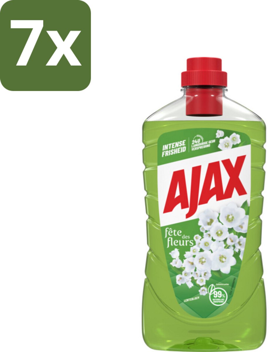 7 x Ajax Allesreiniger Fête des Fleur Lentebloem 1 liter - Allesreiniger - Reinigingskracht - Frisheid - Natuurlijke Geur - Essentiële Oliën